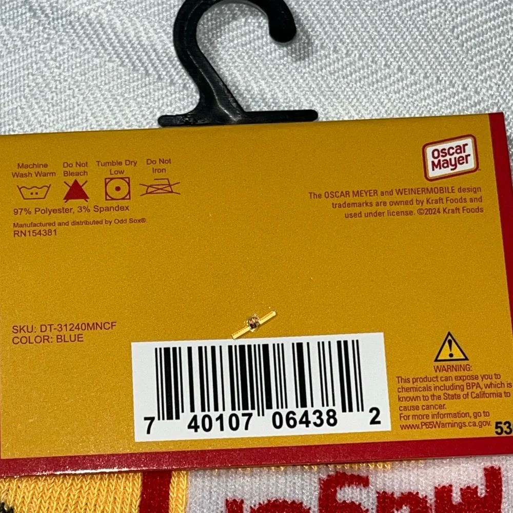 Odd Sox Oscar‎ Mayer Hot Dog Weinermobile Crew Socks New with Tag